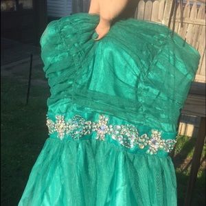 B.Darlin Turquoise Ombré Strapless Homecoming Dress